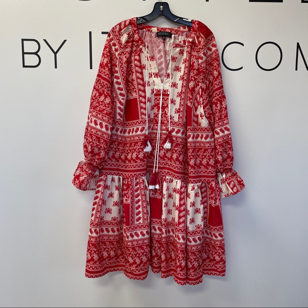 ELOQUII Gathered Sleeve Boho Dress Plus Size 20 - Picture 7 of 8